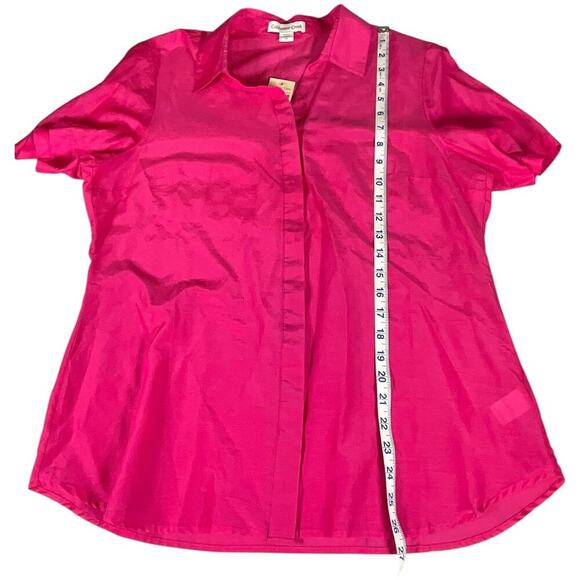 Coldwater Creek Silk Blend Short Sleeve Button Down Blouse Pink Large/14 NWT - Picture 8 of 13